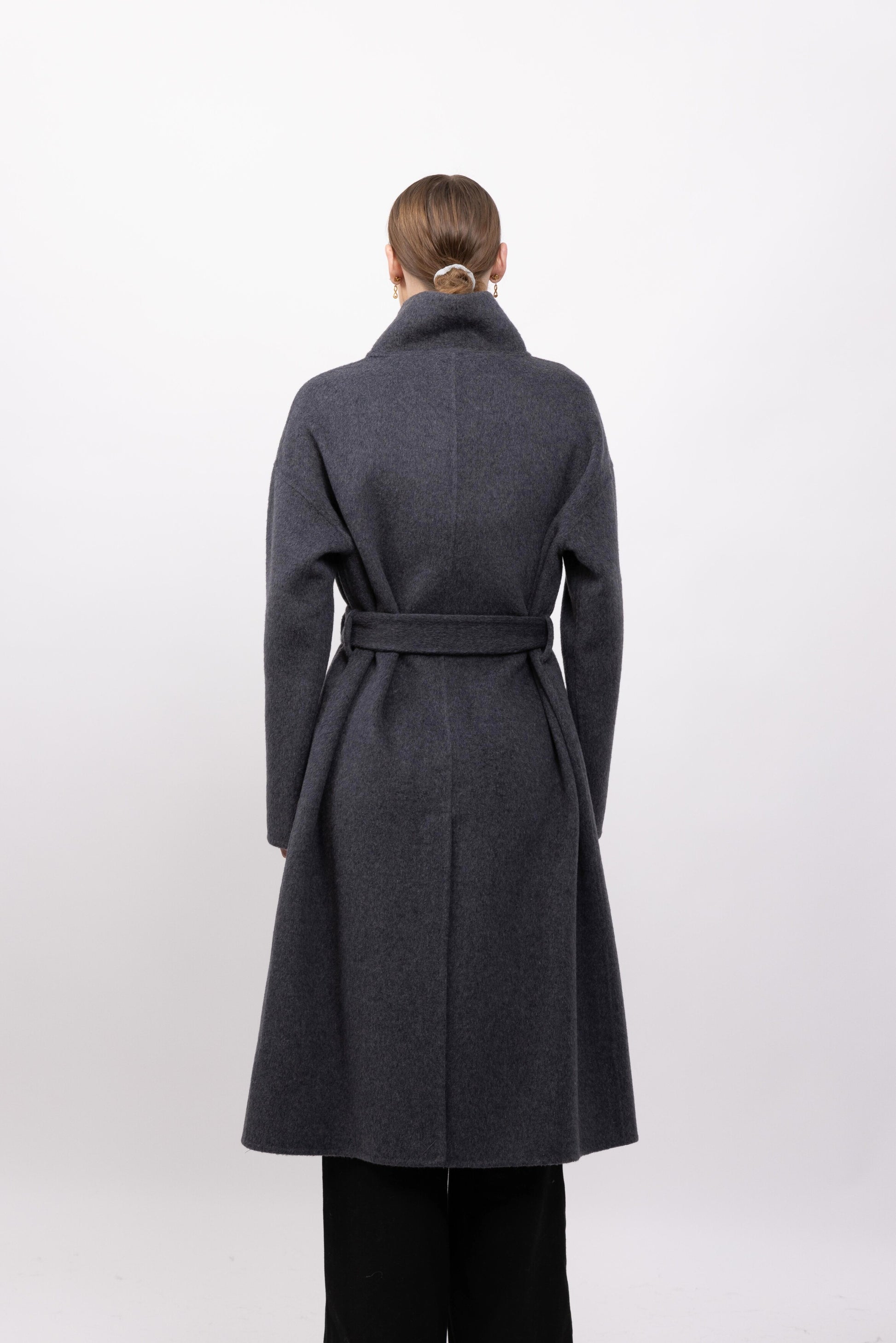 MANTEAU LAINE À COL MONTANT - FAIT MAIN - K-ZELL PARIS