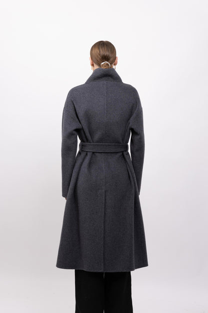 MANTEAU LAINE À COL MONTANT - FAIT MAIN - K-ZELL PARIS