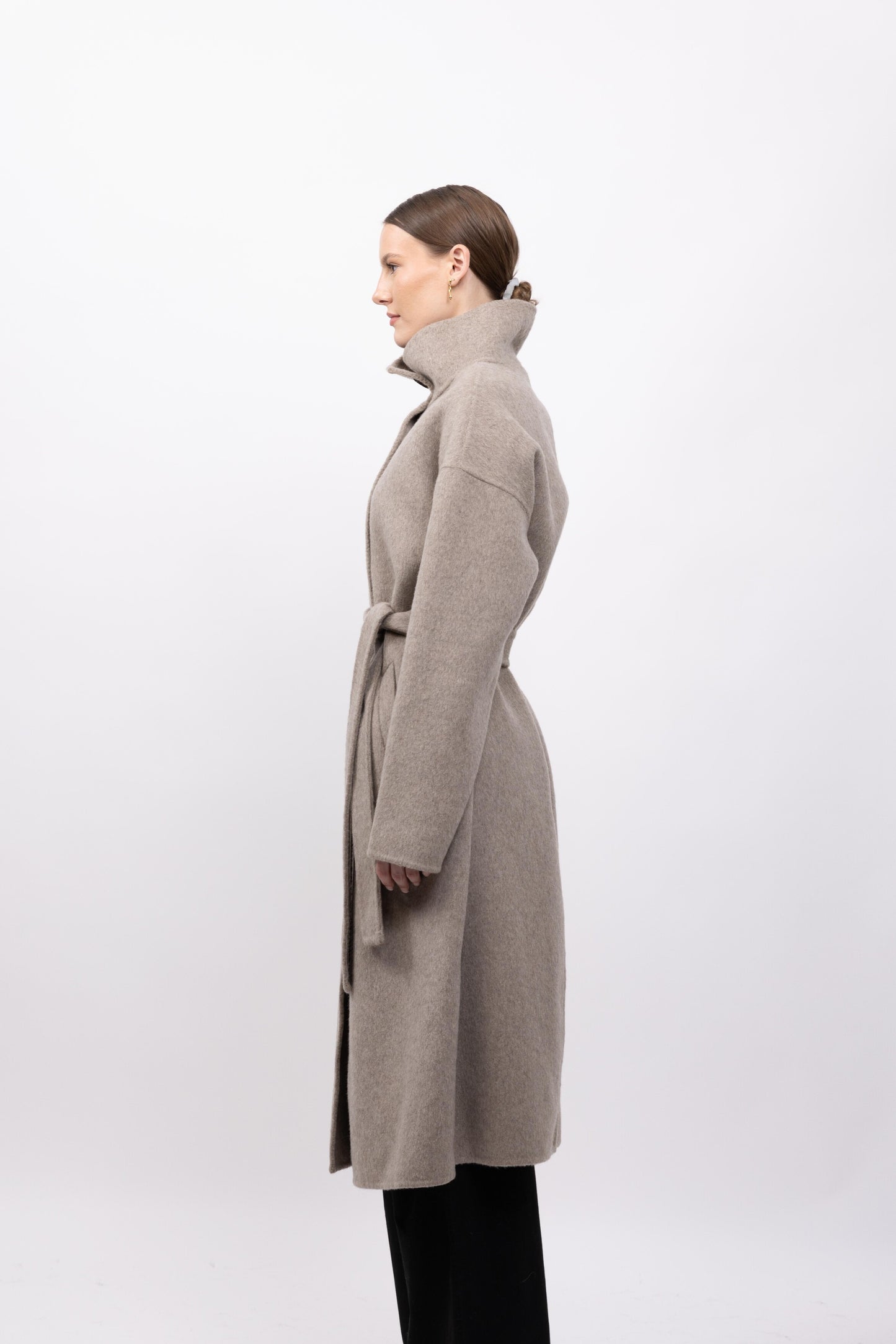 MANTEAU LAINE À COL MONTANT - FAIT MAIN - K-ZELL PARIS