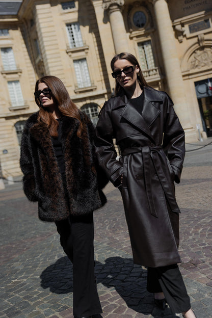 MANTEAU FAUSSE FOURRURE LÉOPARD