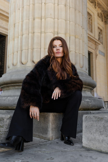 MANTEAU FAUSSE FOURRURE LÉOPARD