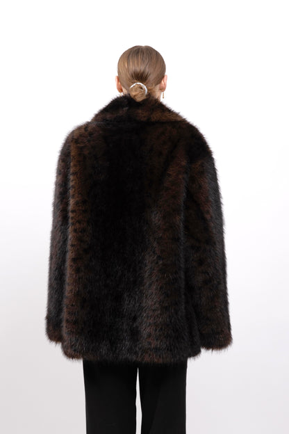 MANTEAU FAUSSE FOURRURE LÉOPARD