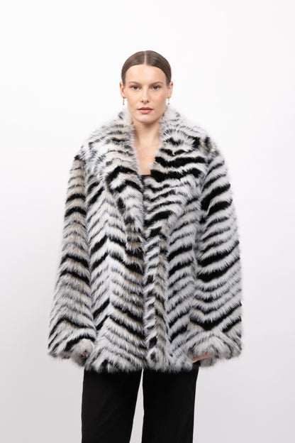 MANTEAU FAUSSE FOURRURE ZÈBRE