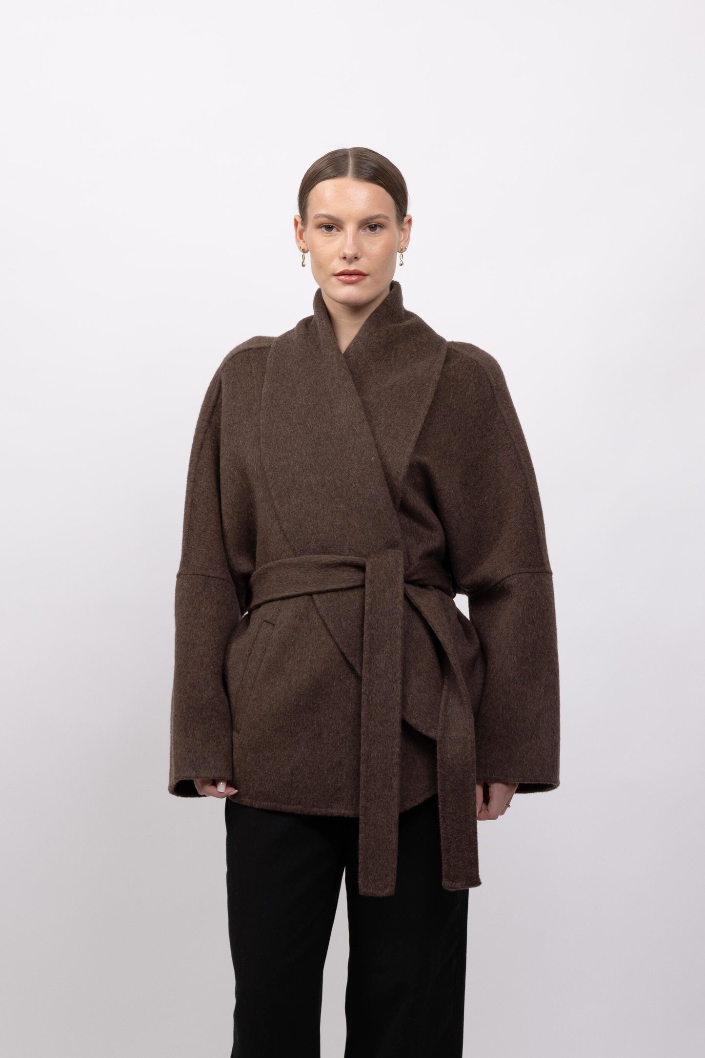 MANTEAU PEIGNOIR / KIMONO EN LAINE - FAIT MAIN - K-ZELL PARIS