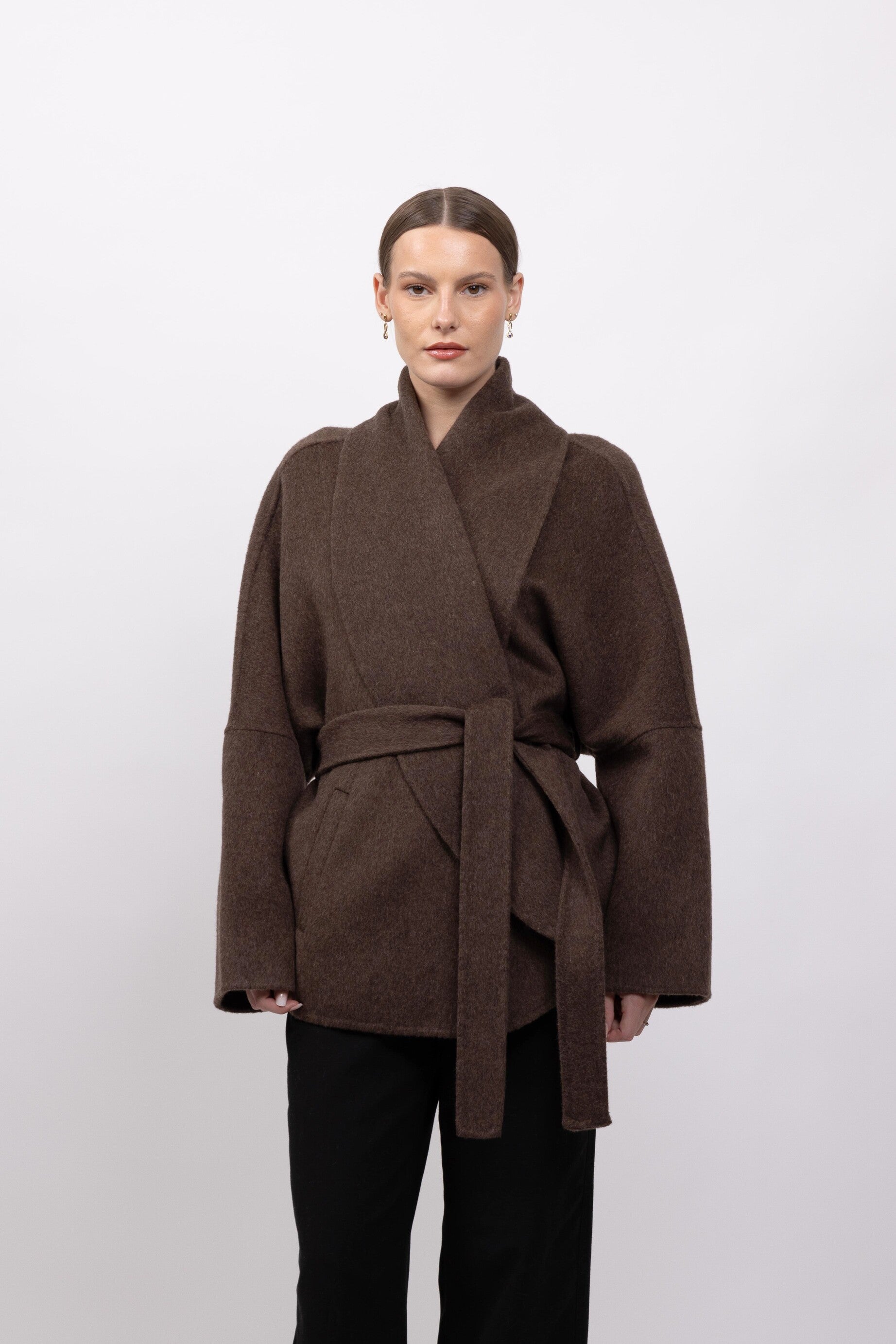 MANTEAU PEIGNOIR / KIMONO EN LAINE - FAIT MAIN - K-ZELL PARIS