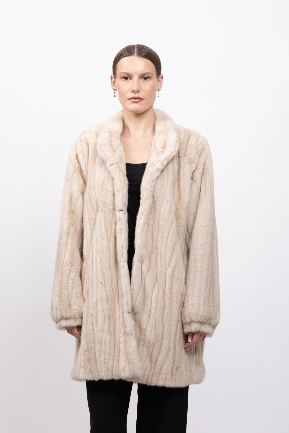 MANTEAU EN FAUSSE FOURRURE EFFET VISON