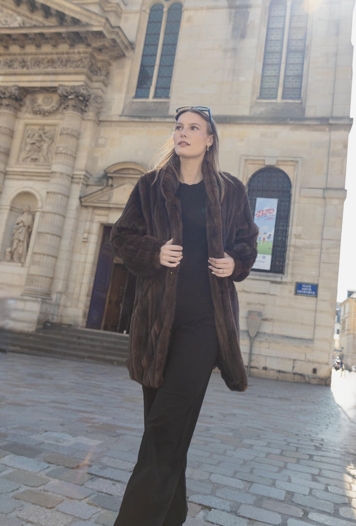 MANTEAU EN FAUSSE FOURRURE EFFET VISON