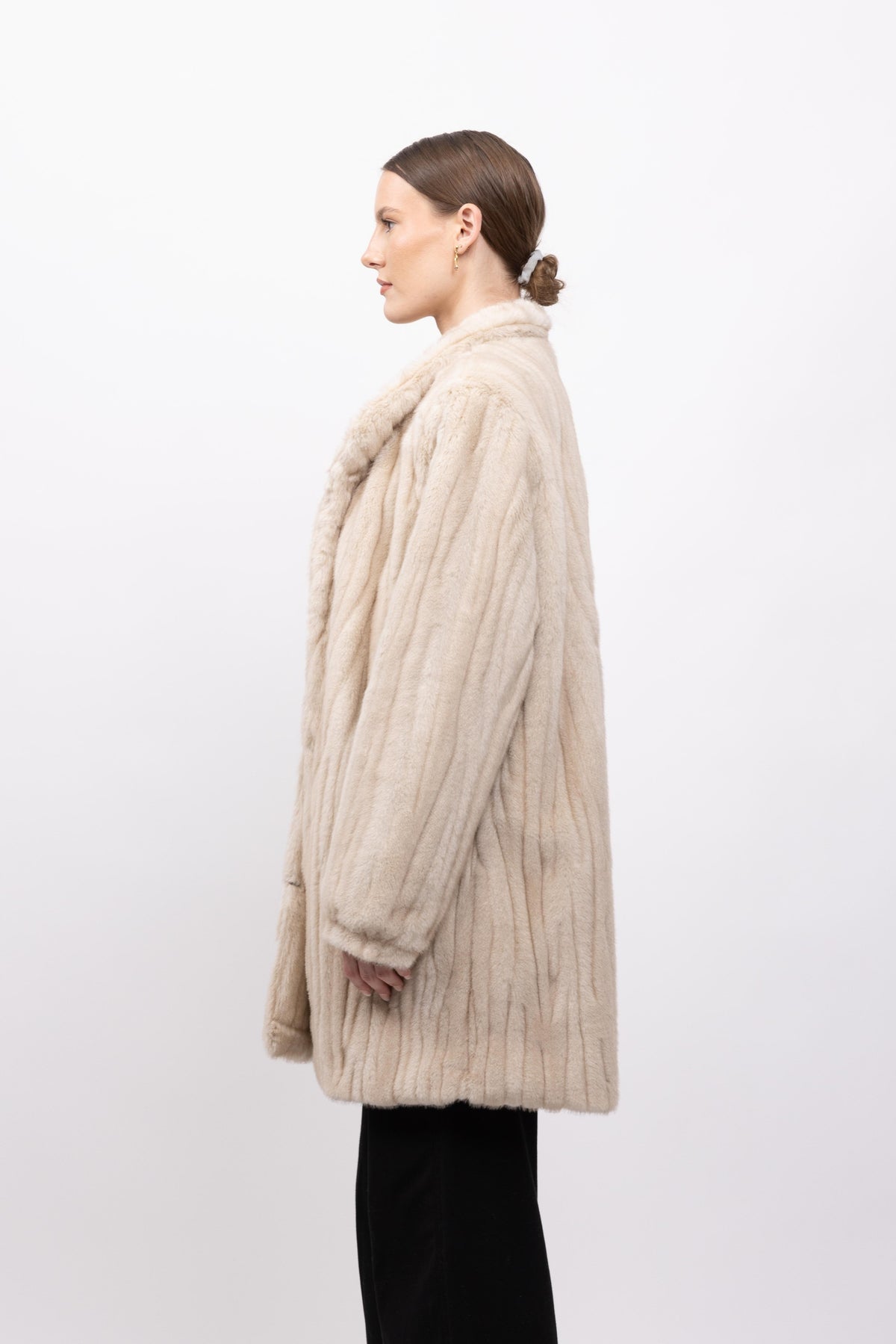 MANTEAU EN FAUSSE FOURRURE EFFET VISON