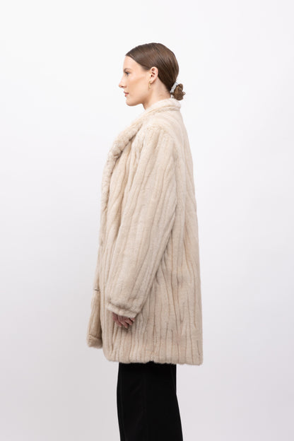 MANTEAU EN FAUSSE FOURRURE EFFET VISON