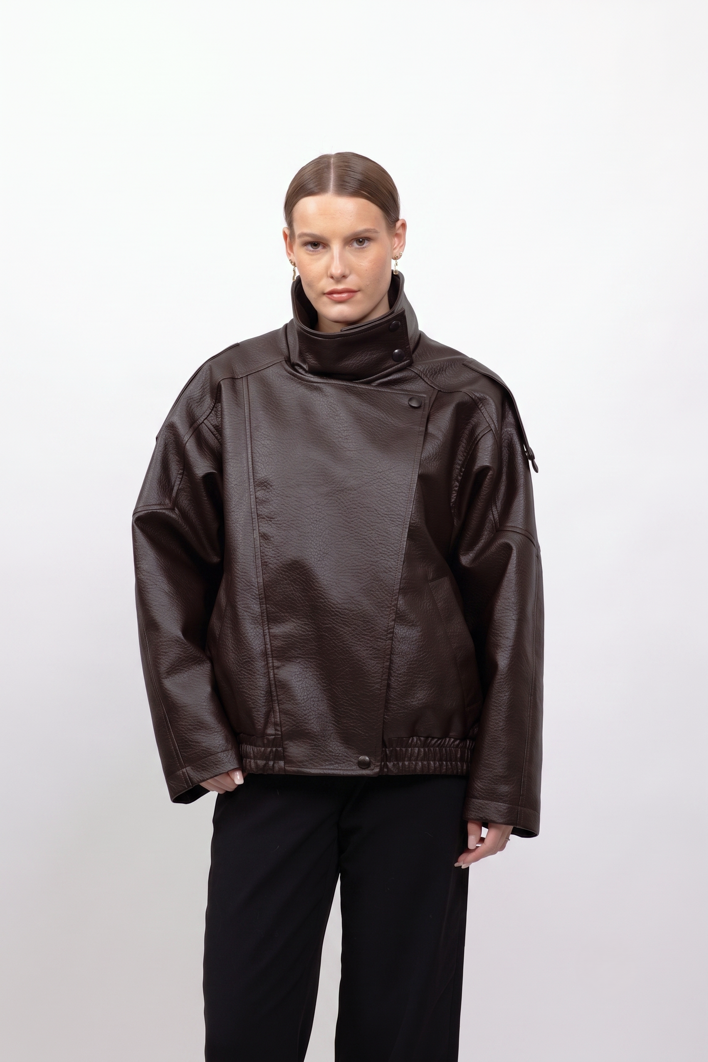 BLOUSON SIMILICUIR AVEC COL EN FAUSSE FOURRURE AMOVIBLE