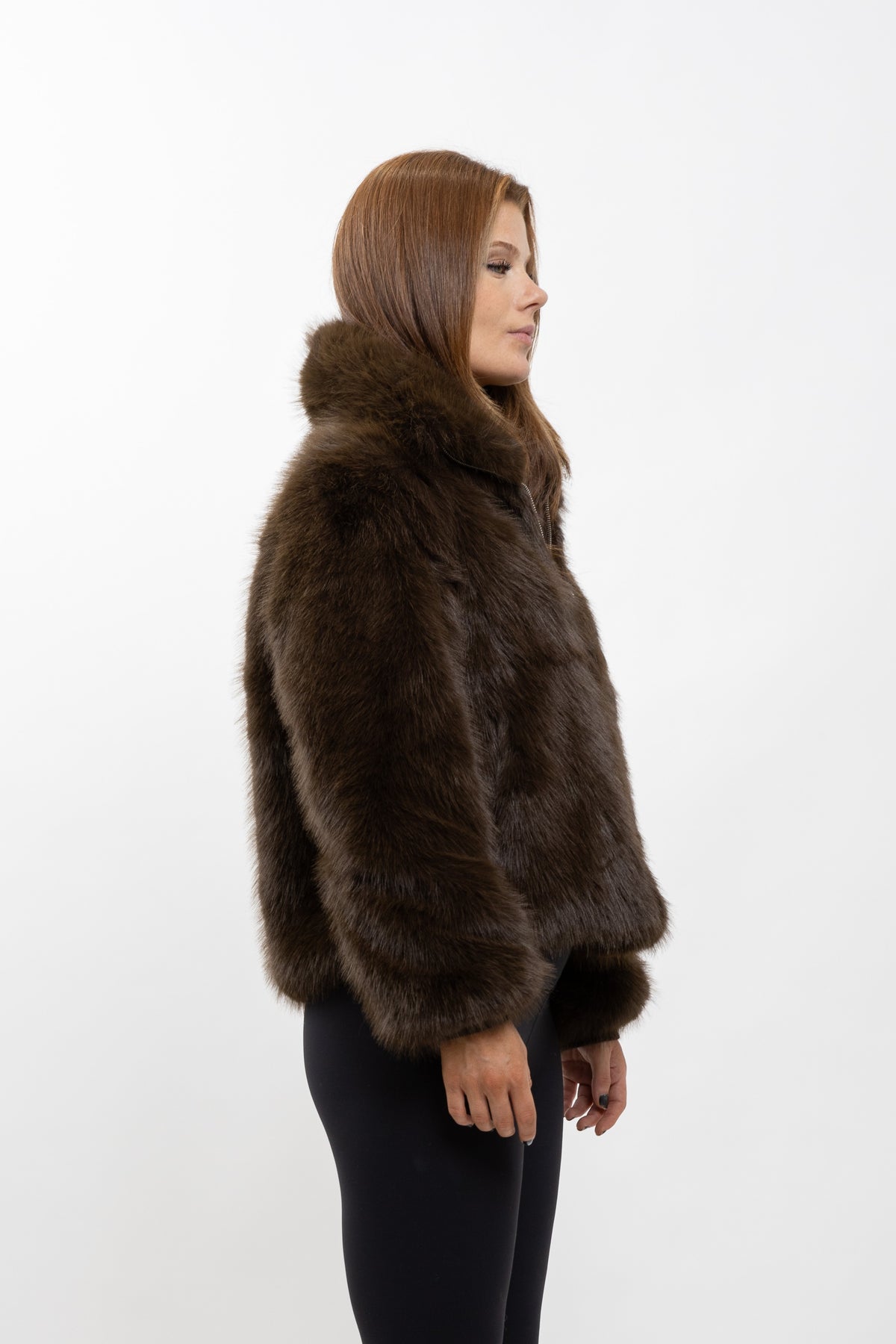 MANTEAU COURT EN FAUSSE FOURRURE EFFET RENARD