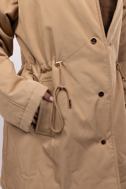 PARKA IMPERMÉABLE AVEC CAPUCHE AMOVIBLE EN FAUSSE FOURRURE