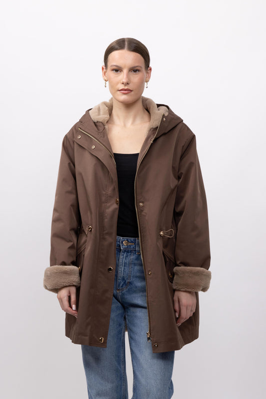 WATERPROOF PARKA WITH HOOD AND FAUX FUR LINING