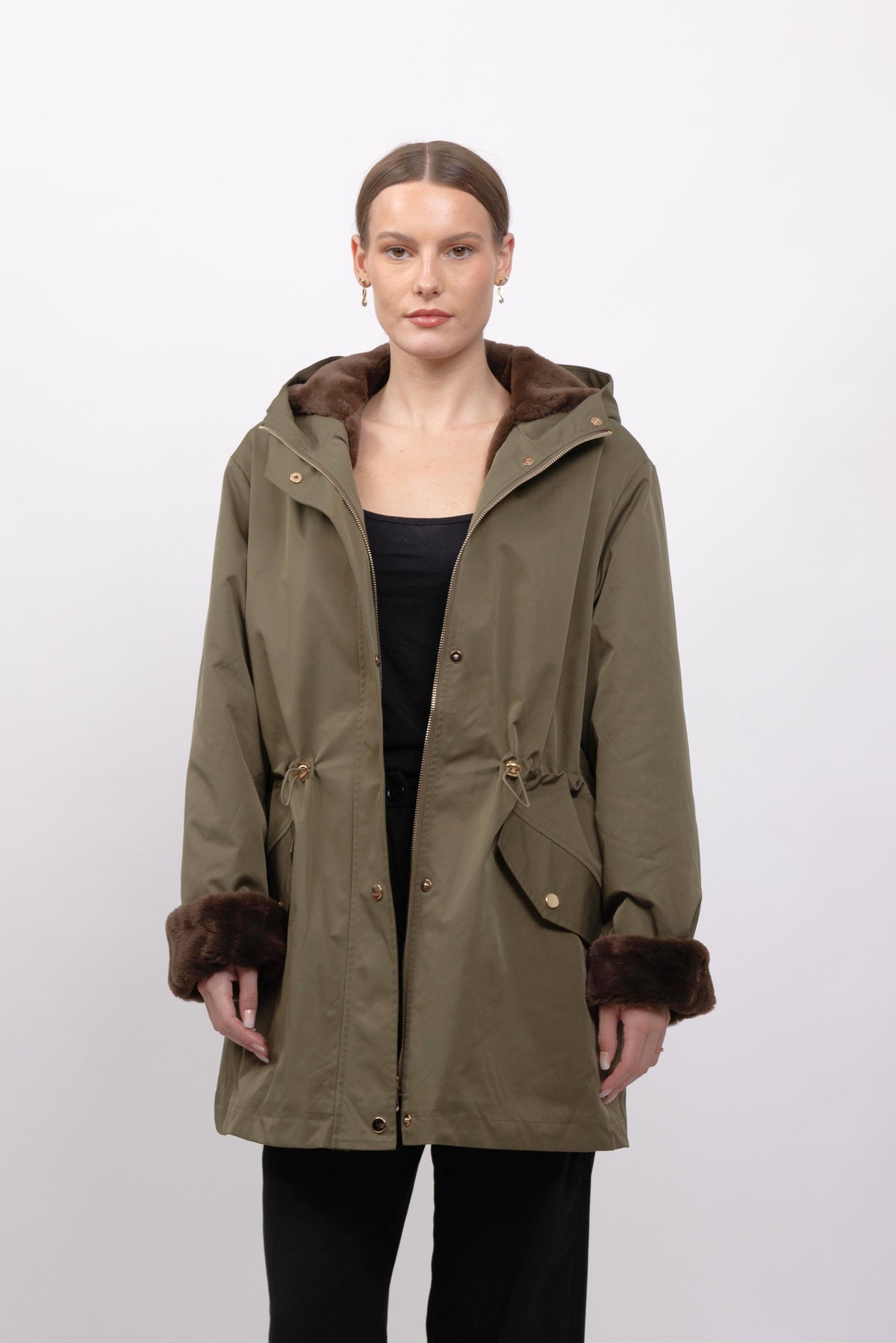 PARKA IMPERMÉABLE A CAPUCHE ET INTÉRIEUR FAUSSE FOURRURE