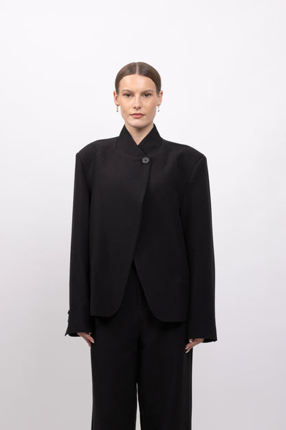 VESTE BLAZER A COL MONTANT