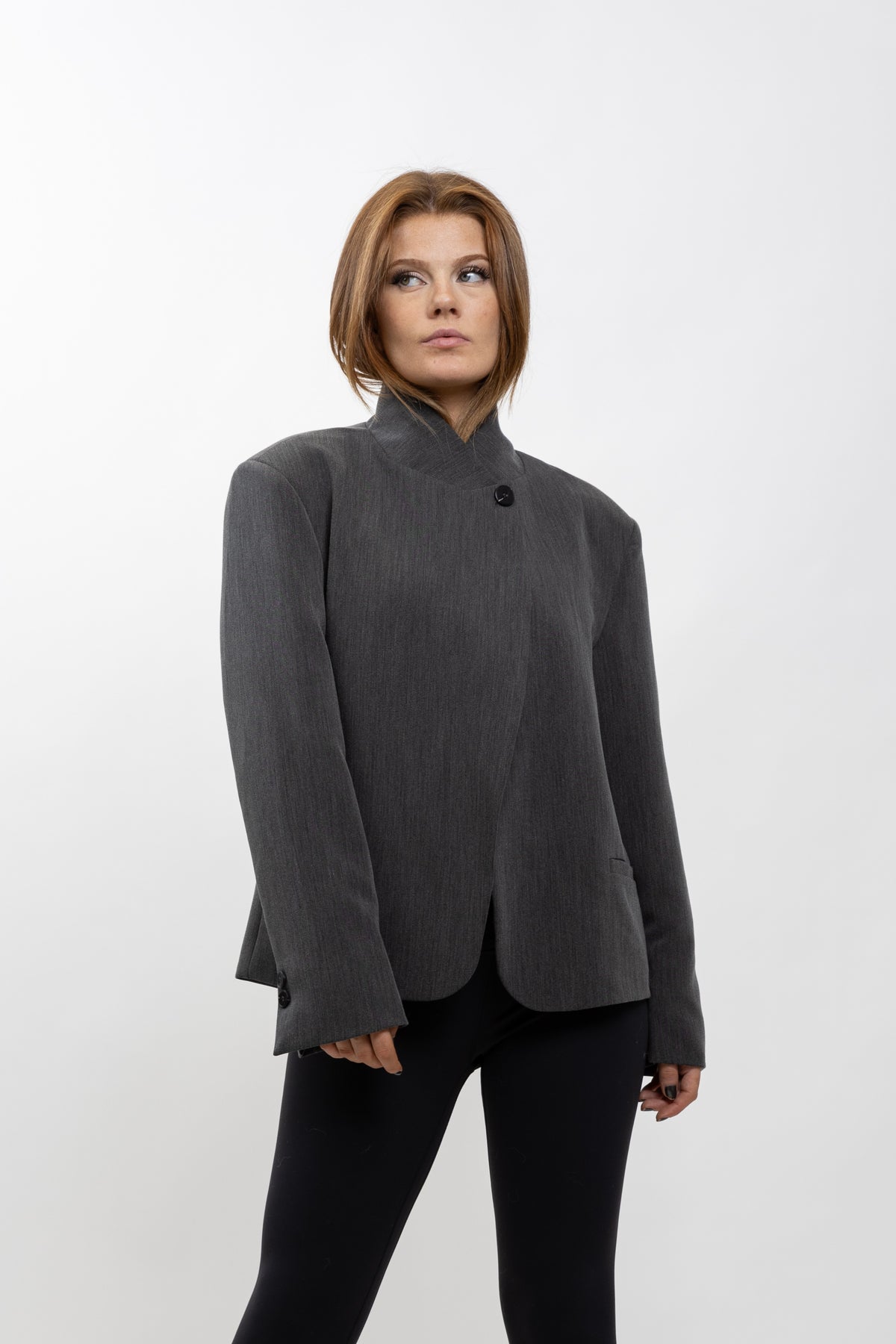 VESTE BLAZER A COL MONTANT