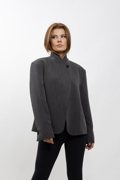 VESTE BLAZER A COL MONTANT