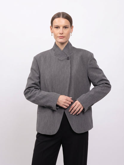 VESTE BLAZER A COL MONTANT