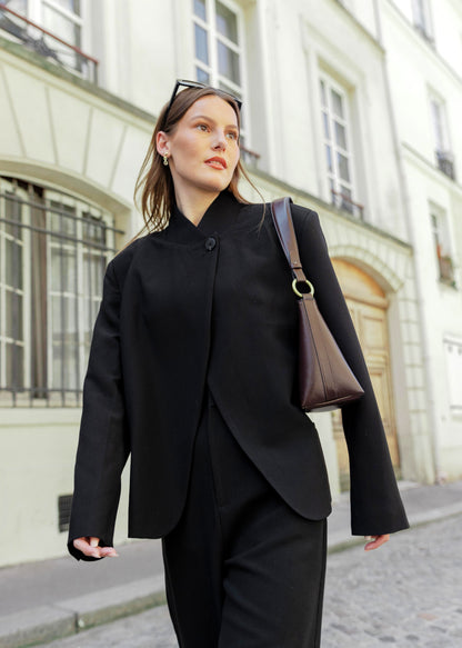 VESTE BLAZER A COL MONTANT