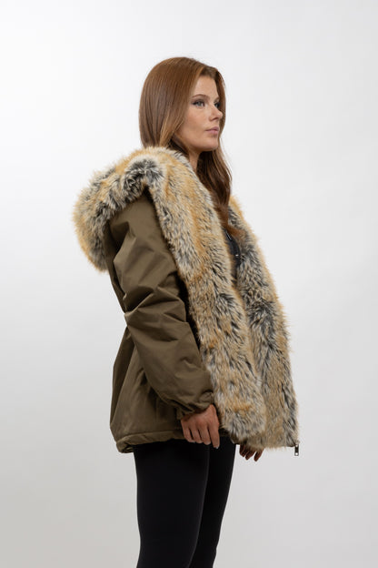 PARKA À CAPUCHE EN FAUSSE FOURRURE