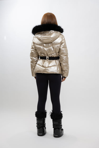 PARKA DE SKI À CAPUCHE EN FAUSSE FOURRURE