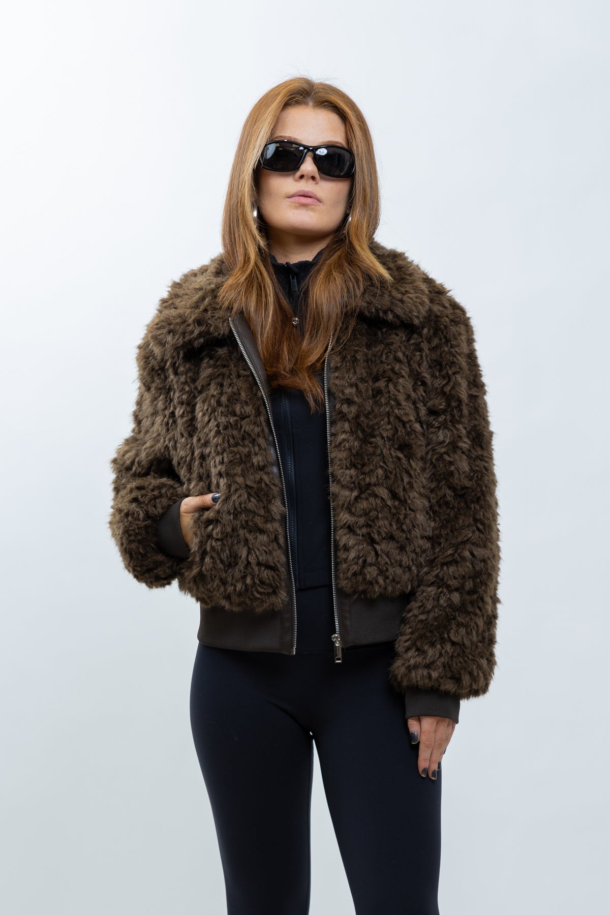 BLOUSON VESTE EN FAUSSE FOURRURE MOUTON
