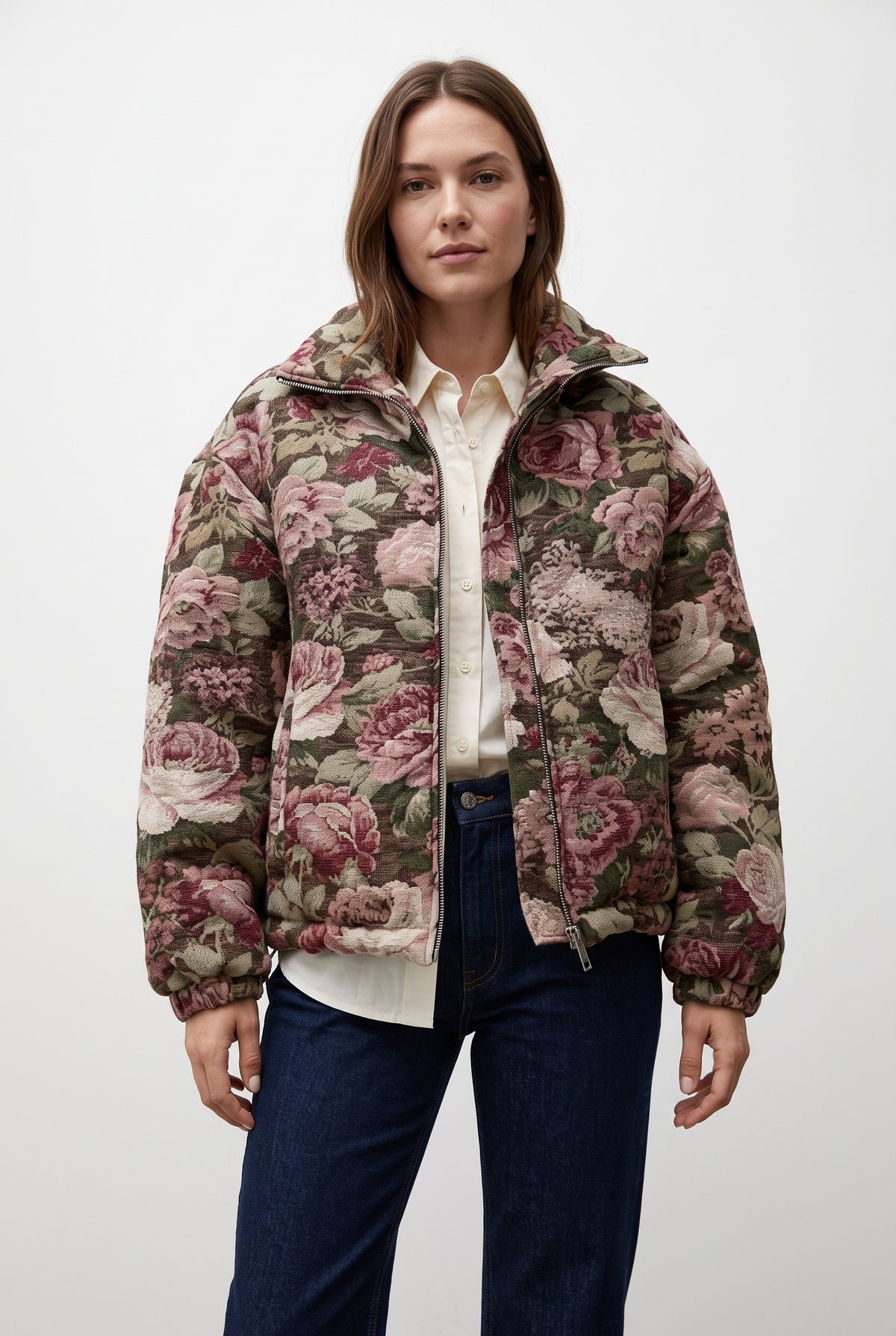DOUDOUNE EN JACQUARD À MOTIF FLEURS