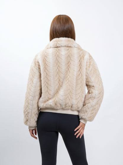 BLOUSON EN FAUSSE FOURRURE TORSADÉE - INTÉRIEUR DOUDOUNE