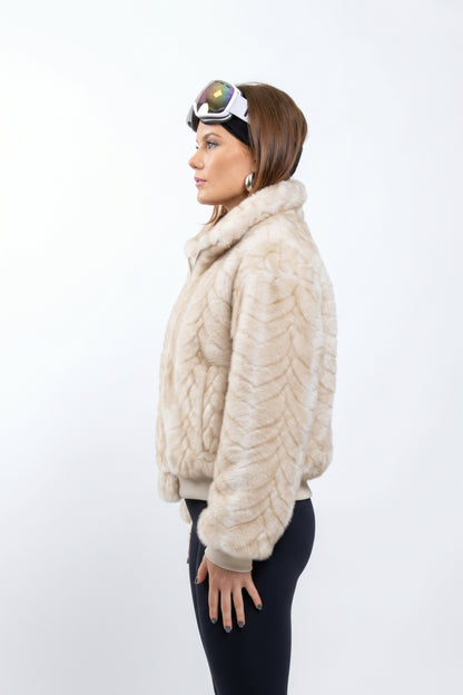 BLOUSON EN FAUSSE FOURRURE TORSADÉE - INTÉRIEUR DOUDOUNE