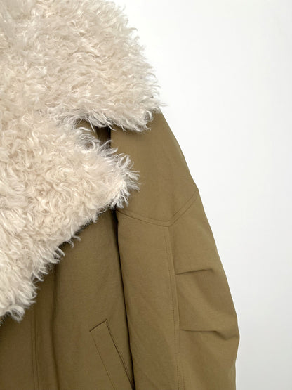 BLOUSON BIKER AVEC FAUSSE FOURRURE MOUTON