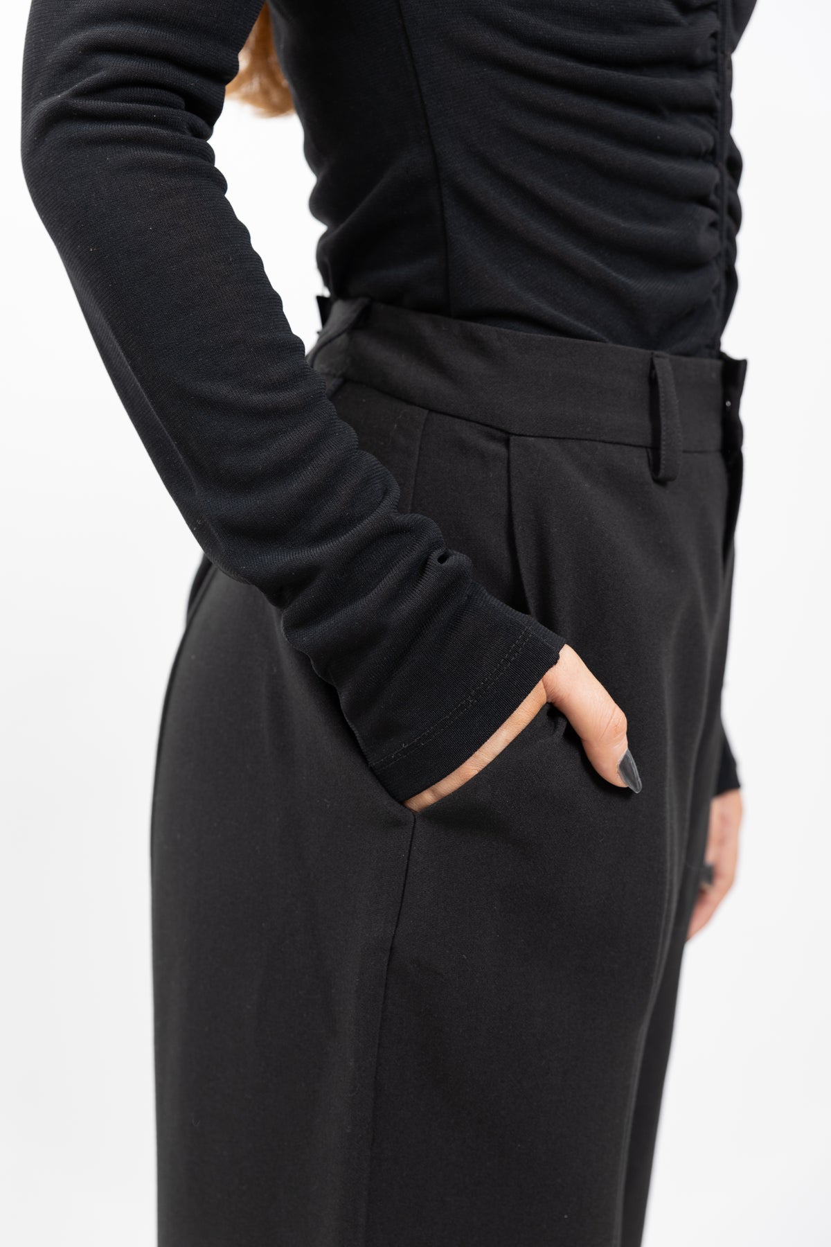 PANTALON NOIR WIDE LEG TAILLE HAUTE