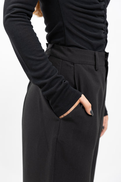 PANTALON NOIR WIDE LEG TAILLE HAUTE