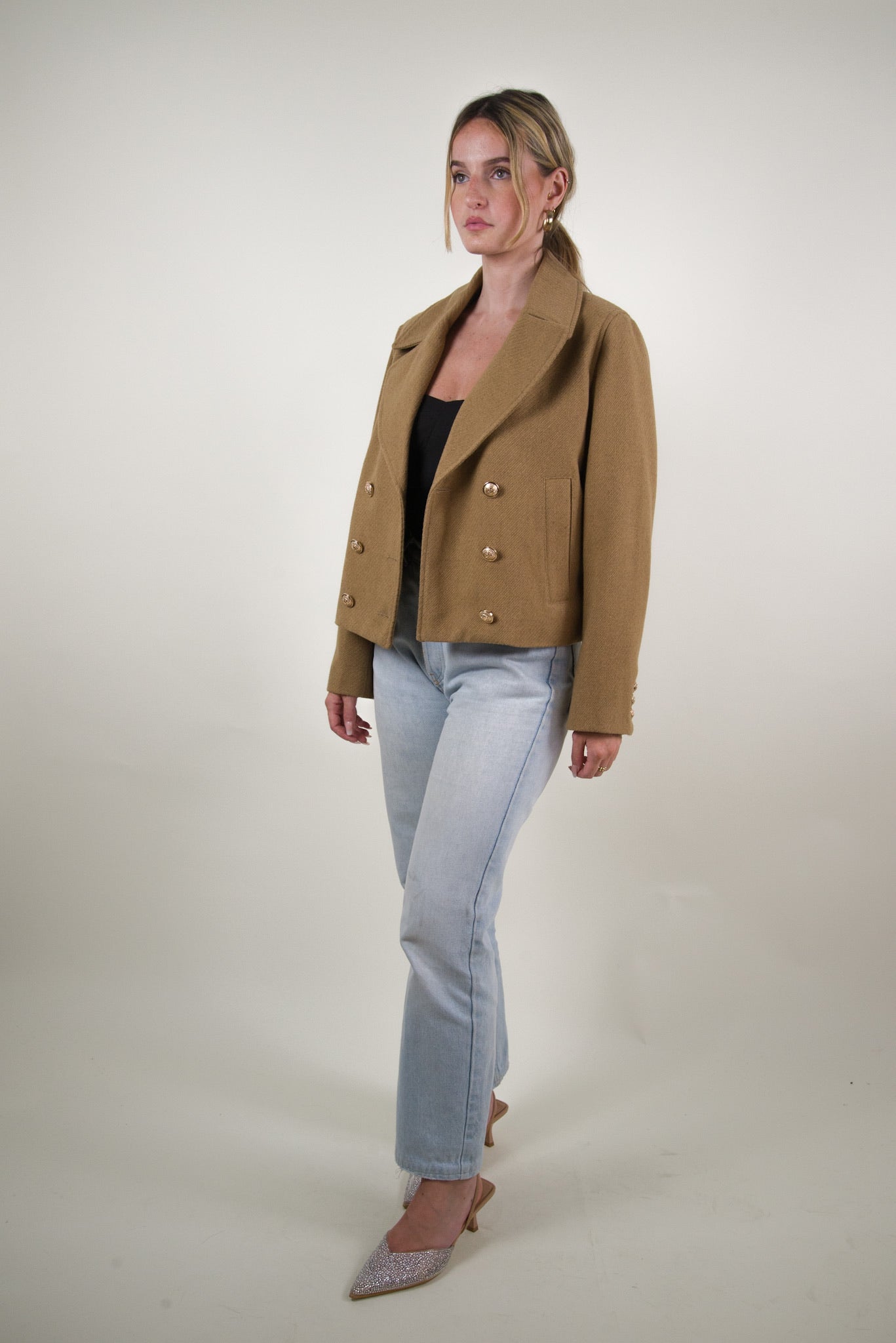 VESTE CABAN COURT À DOUBLE BOUTONNAGE