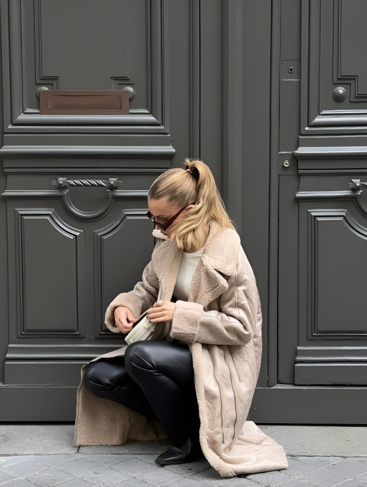 MANTEAU AVIATEUR LONG INTERIEUR FAUSSE FOURRURE