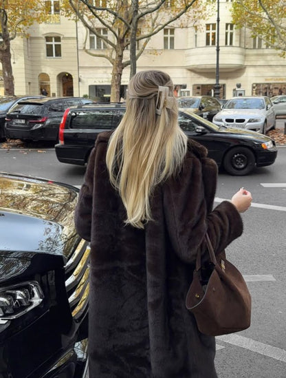 MANTEAU LONG EN FAUSSE FOURRURE