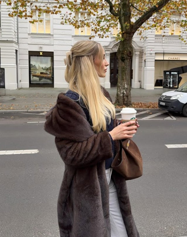 MANTEAU LONG EN FAUSSE FOURRURE