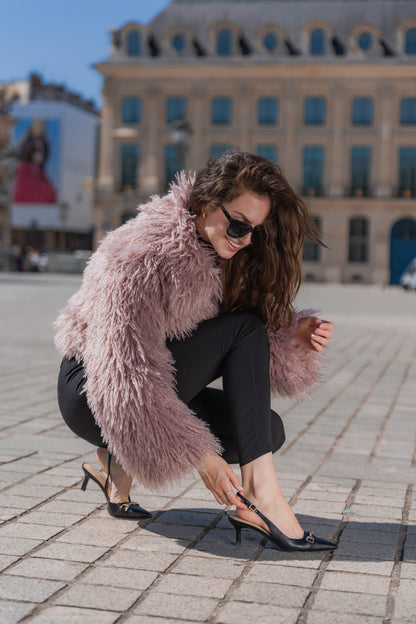 MANTEAU COURT EN FAUSSE FOURRURE MOUTON