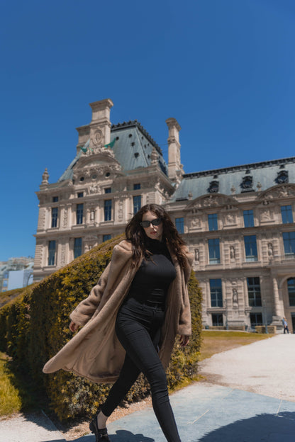 MANTEAU LONG EN FAUSSE FOURRURE