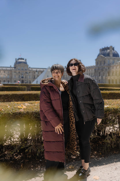 DOUDOUNE LONGUE RÉVERSIBLE EN IMPRIMÉ LÉOPARD