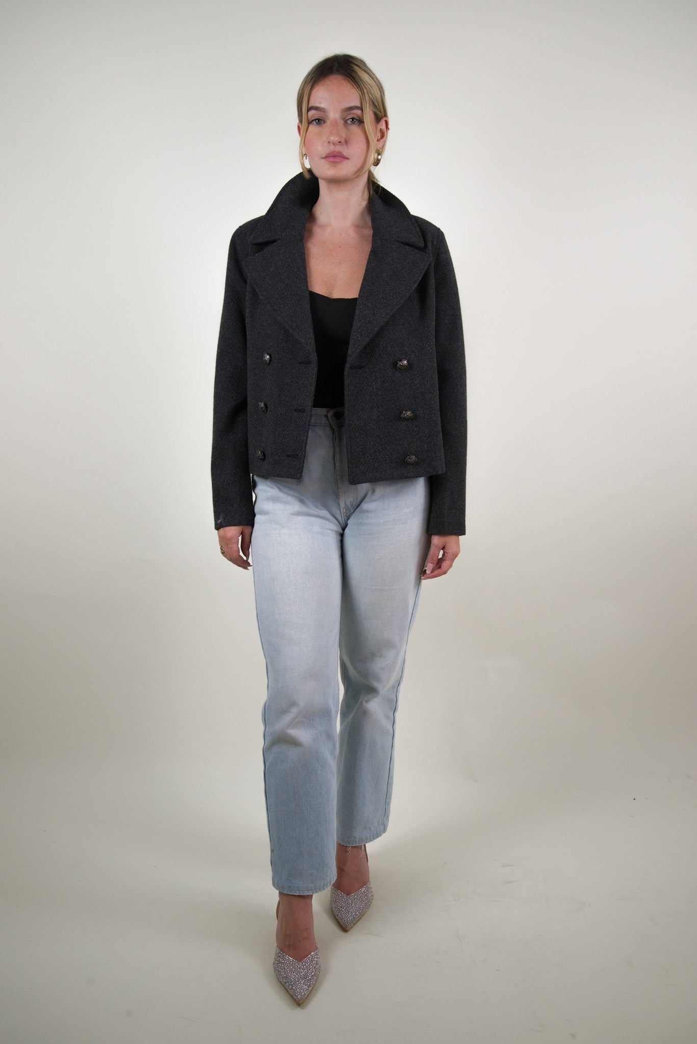 VESTE CABAN COURT À DOUBLE BOUTONNAGE