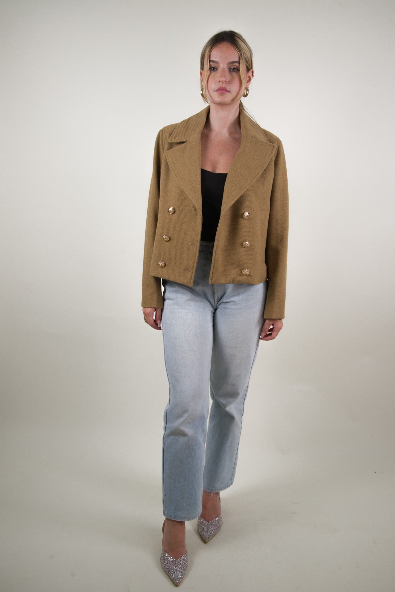 VESTE CABAN COURT À DOUBLE BOUTONNAGE