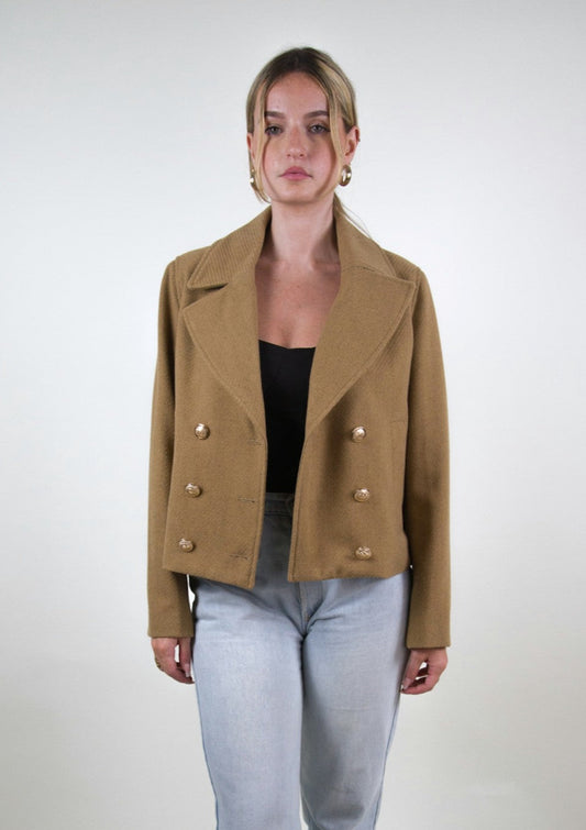 VESTE CABAN COURT À DOUBLE BOUTONNAGE
