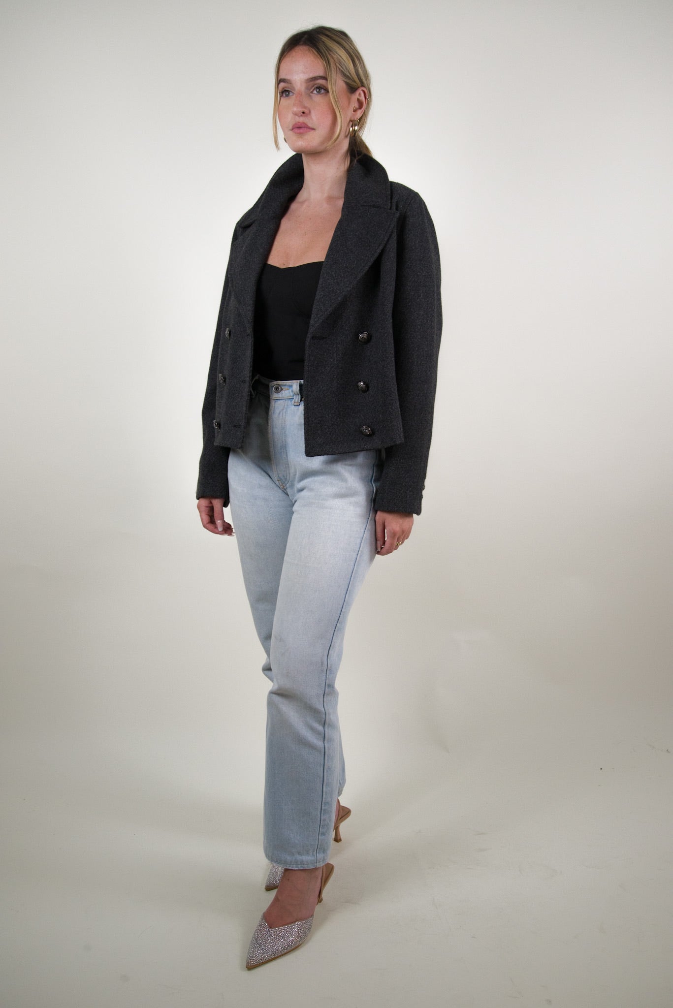 VESTE CABAN COURT À DOUBLE BOUTONNAGE