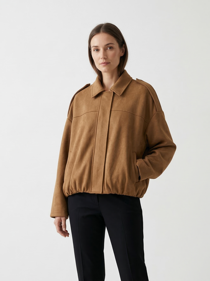 OVERSIZED SUEDE-EFFECT BOMBER JACKET