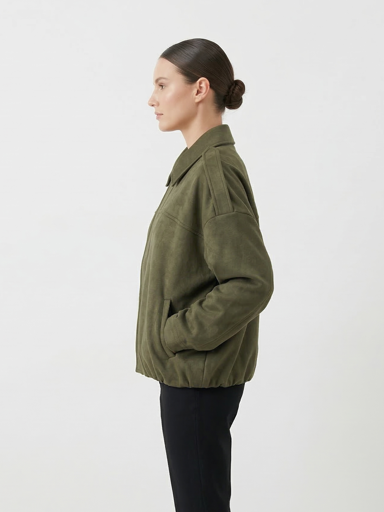 OVERSIZED SUEDE-EFFECT BOMBER JACKET