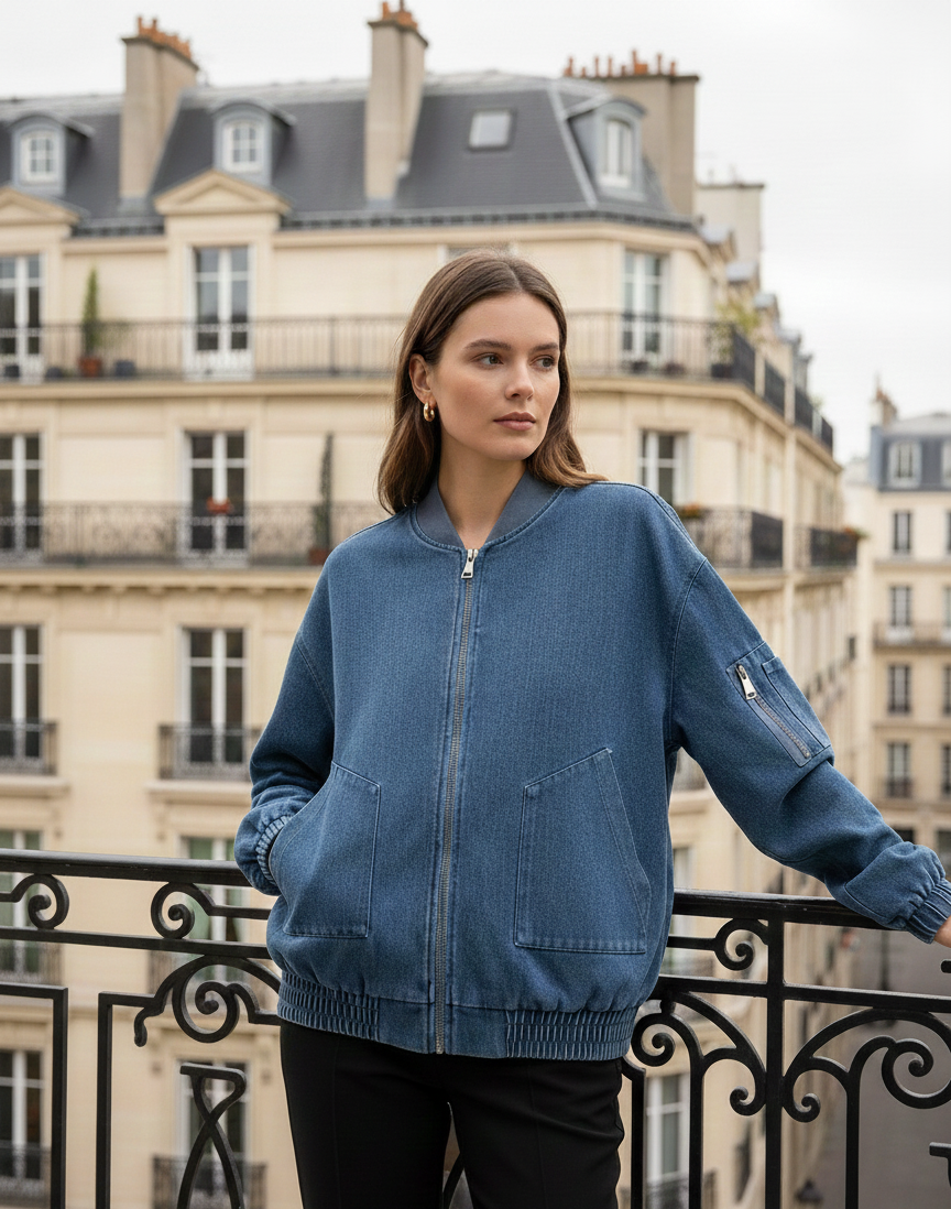 BLOUSON BOMBER EN JEAN