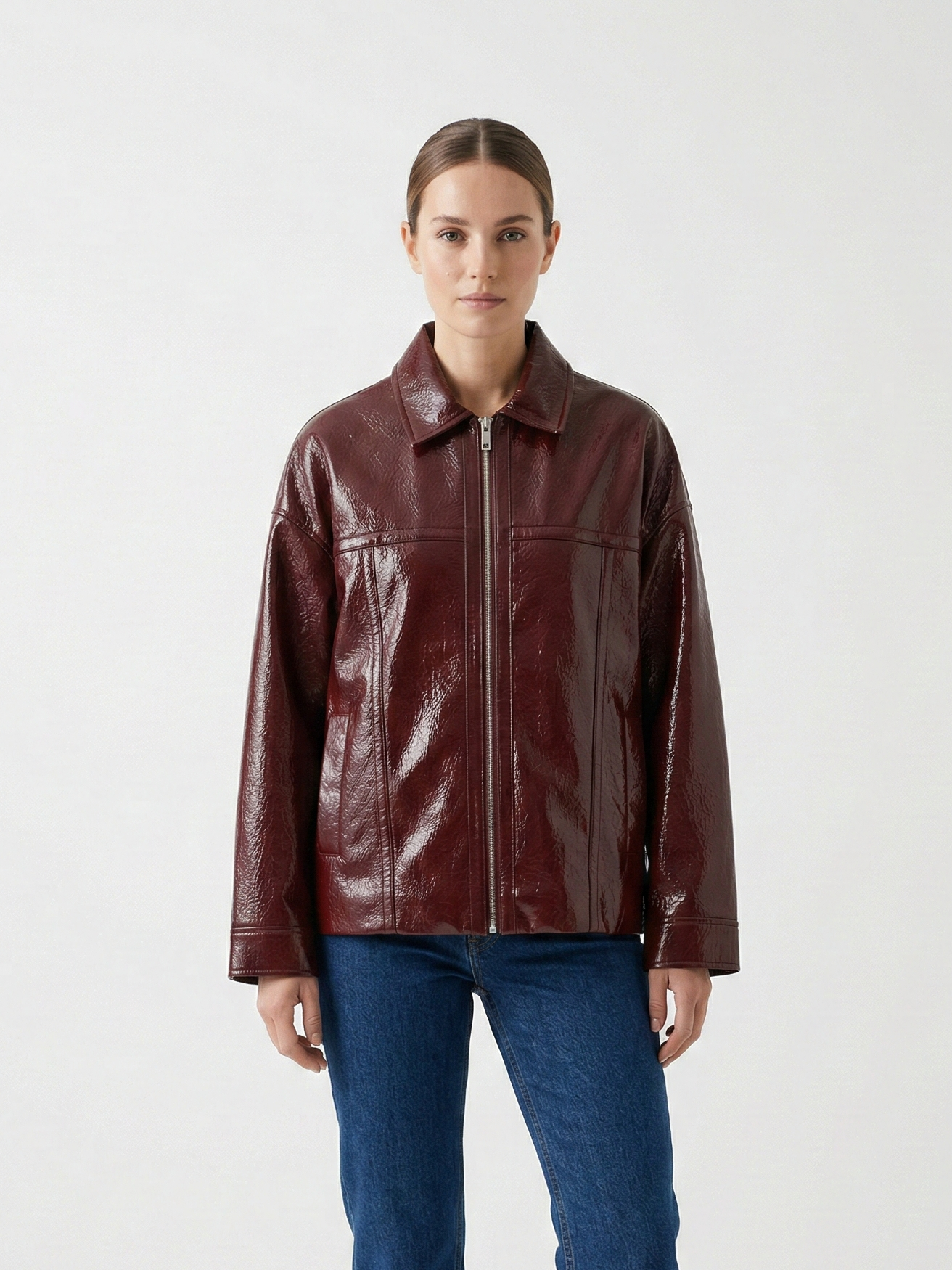 SHINY FAUX LEATHER JACKET