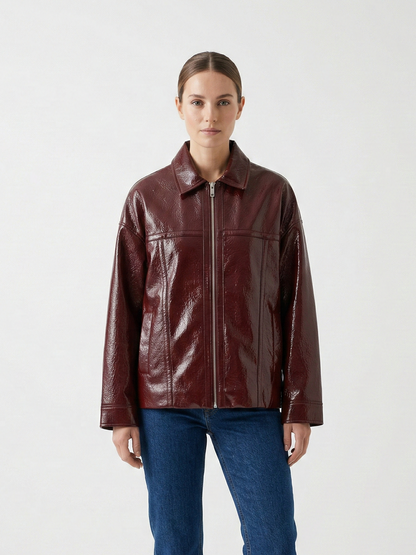 SHINY FAUX LEATHER JACKET