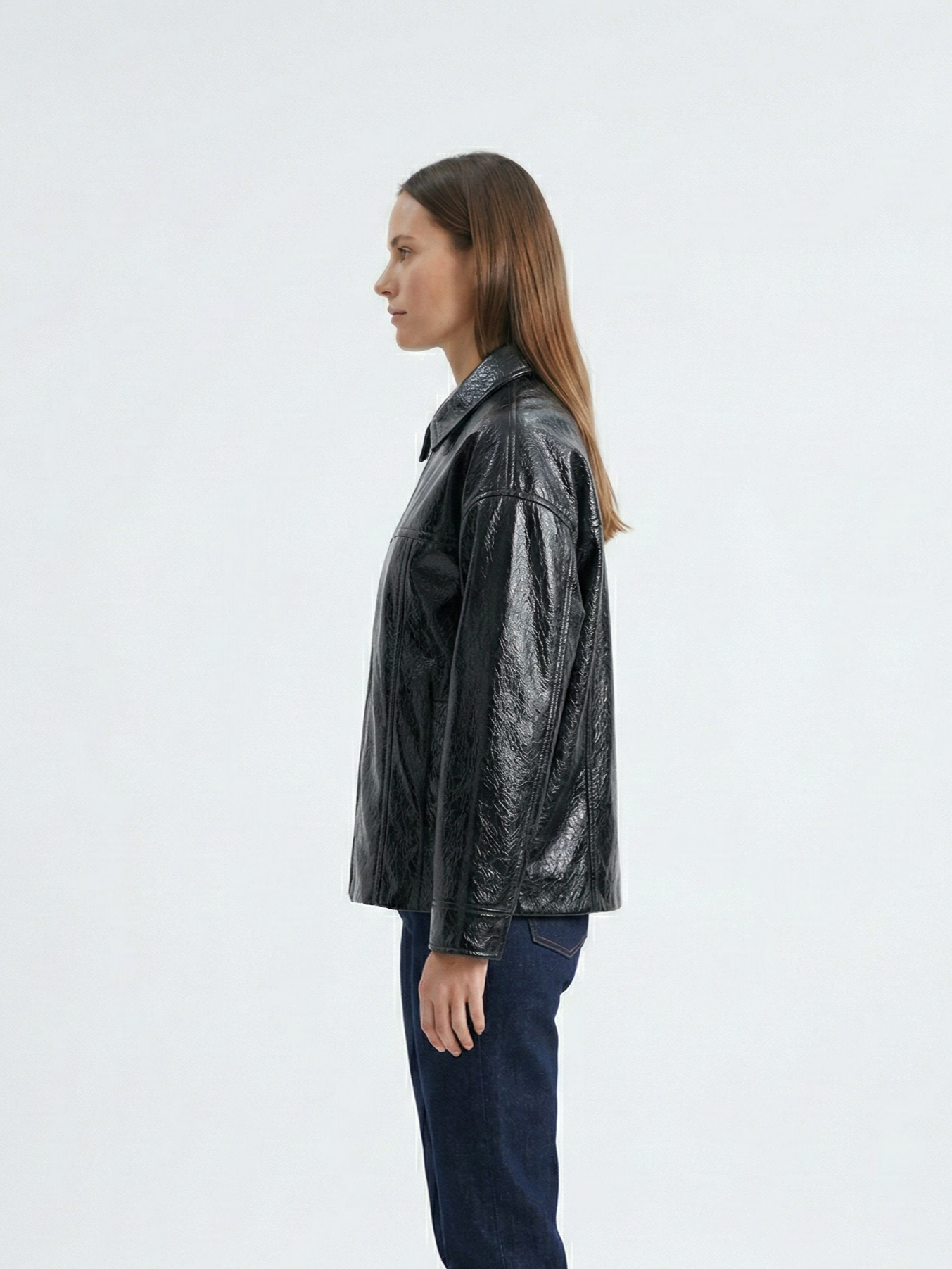 SHINY FAUX LEATHER JACKET
