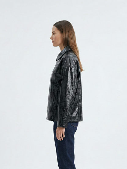 SHINY FAUX LEATHER JACKET